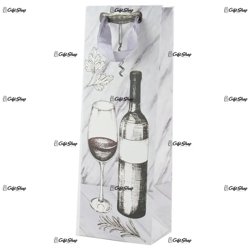 Punga cadou pentru bauturi 12x36 cm - wine graphic